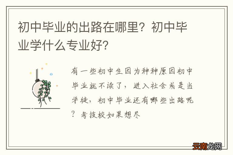 初中毕业的出路在哪里？初中毕业学什么专业好？