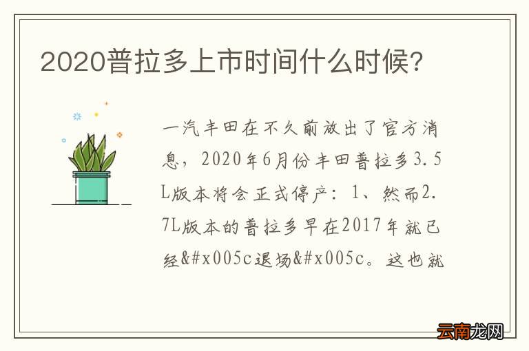 2020普拉多上市时间什么时候?