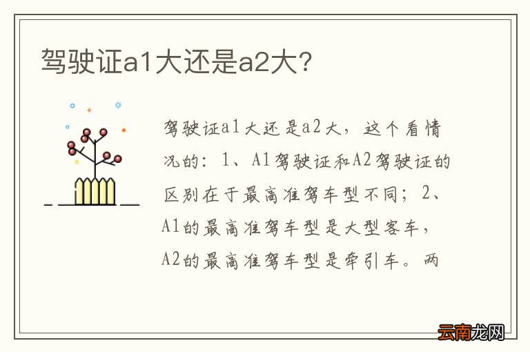 驾驶证a1大还是a2大?