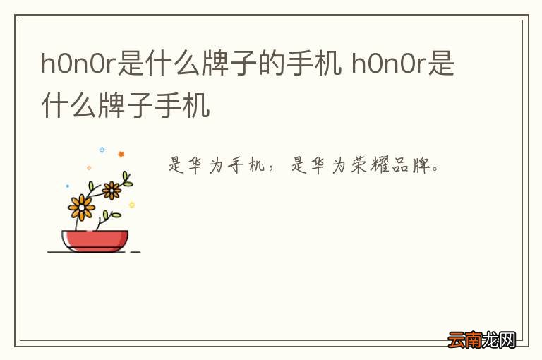 h0n0r是什么牌子的手机 h0n0r是什么牌子手机