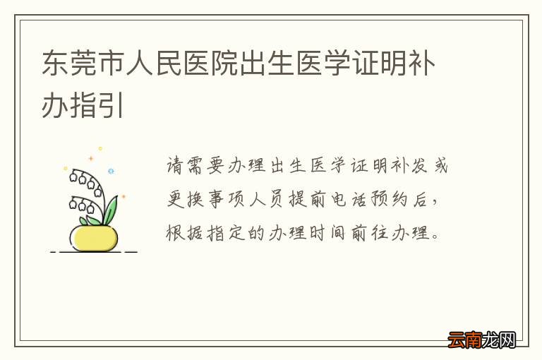 东莞市人民医院出生医学证明补办指引