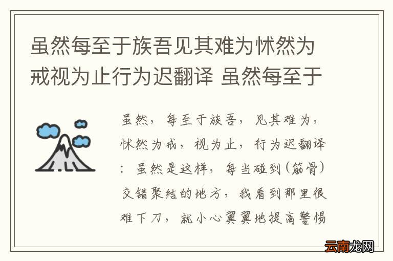 虽然每至于族吾见其难为怵然为戒视为止行为迟翻译 虽然每至于族吾见其难为怵然为戒视为止行为迟的翻译