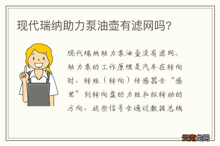 现代瑞纳助力泵油壶有滤网吗?