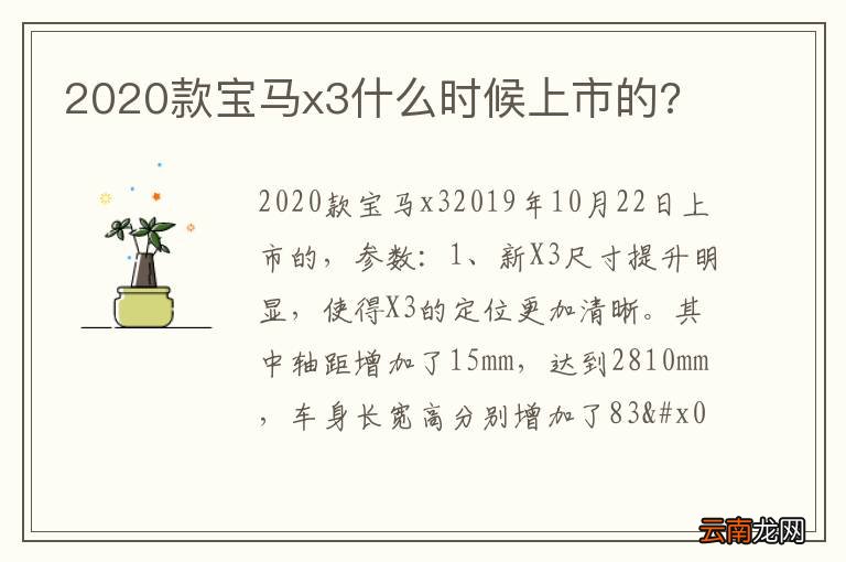 2020款宝马x3什么时候上市的?