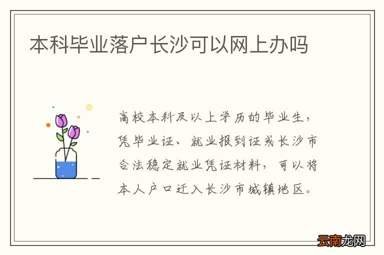 本科毕业落户长沙可以网上办吗