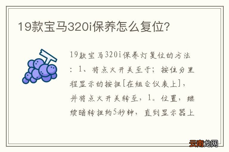 19款宝马320i保养怎么复位?