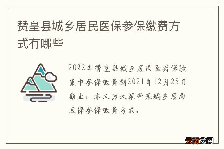 赞皇县城乡居民医保参保缴费方式有哪些
