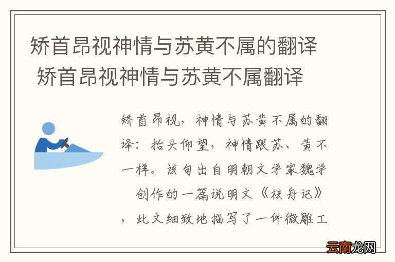 矫首昂视神情与苏黄不属的翻译 矫首昂视神情与苏黄不属翻译