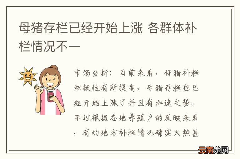 母猪存栏已经开始上涨 各群体补栏情况不一
