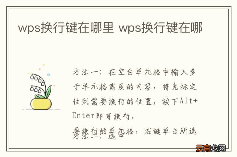 wps换行键在哪里 wps换行键在哪