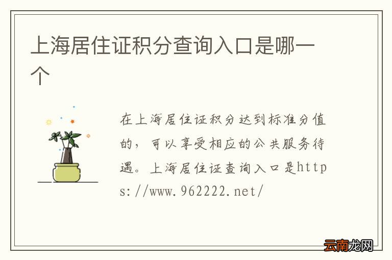 上海居住证积分查询入口是哪一个