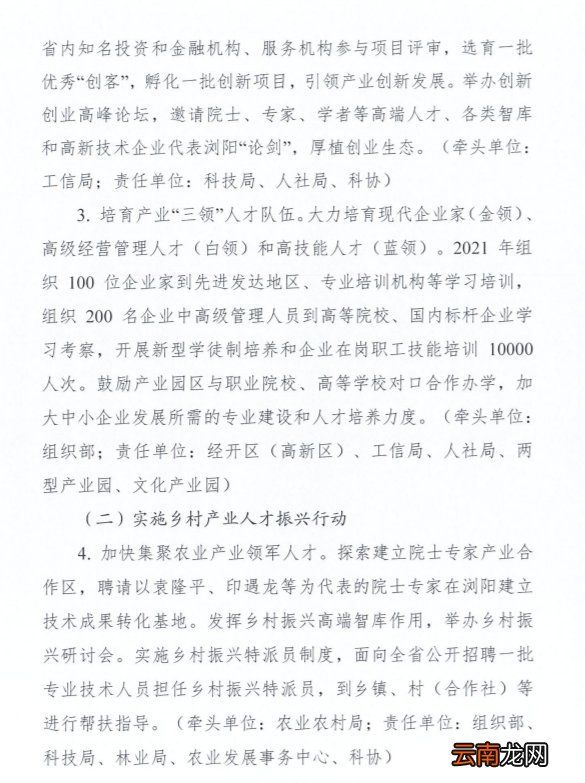 《浏阳市人才“双创双兴”计划实施方案》