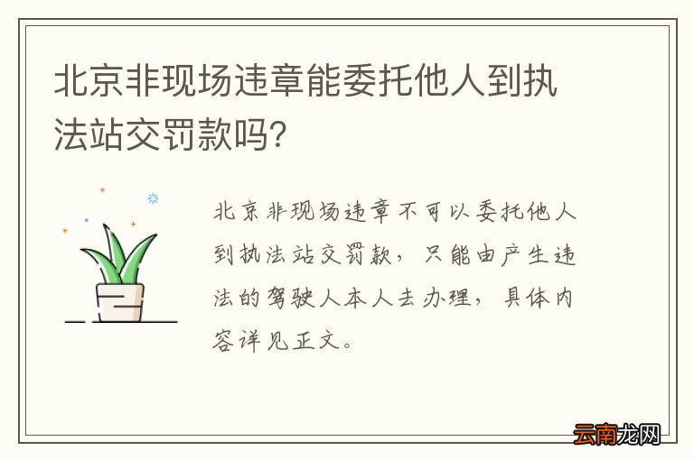 北京非现场违章能委托他人到执法站交罚款吗？