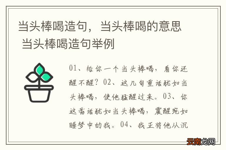 当头棒喝造句，当头棒喝的意思 当头棒喝造句举例