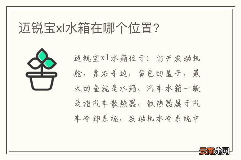 迈锐宝xl水箱在哪个位置?