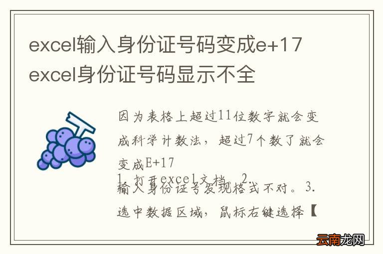 excel输入身份证号码变成e+17 excel身份证号码显示不全