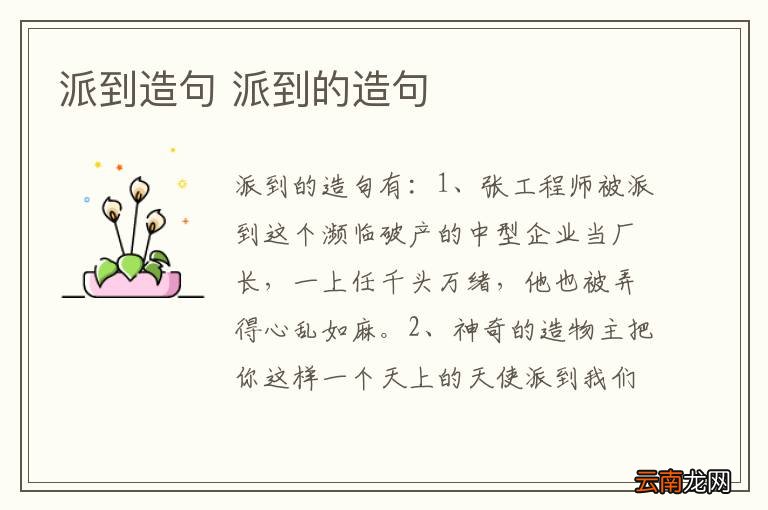 派到造句 派到的造句