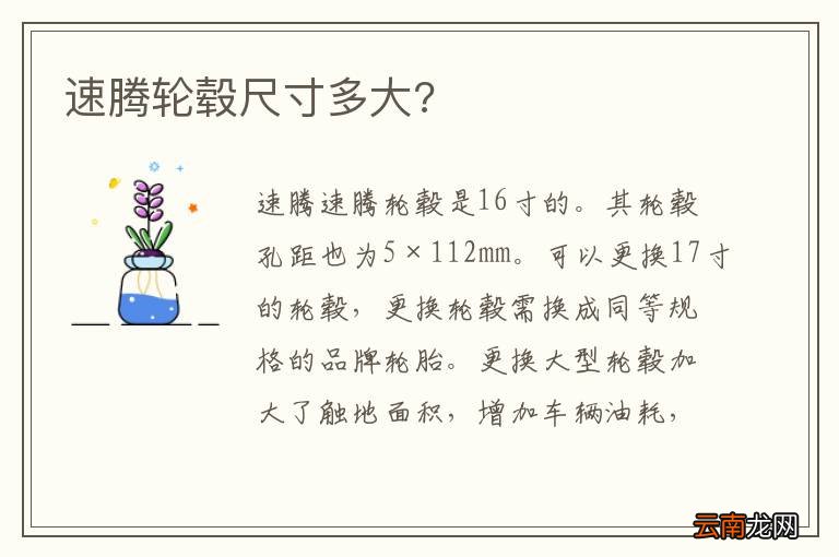 速腾轮毂尺寸多大?