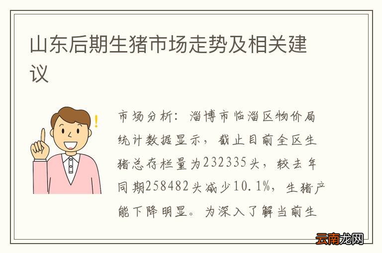 山东后期生猪市场走势及相关建议