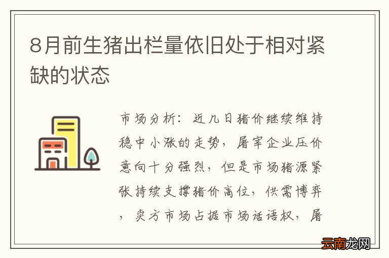 8月前生猪出栏量依旧处于相对紧缺的状态