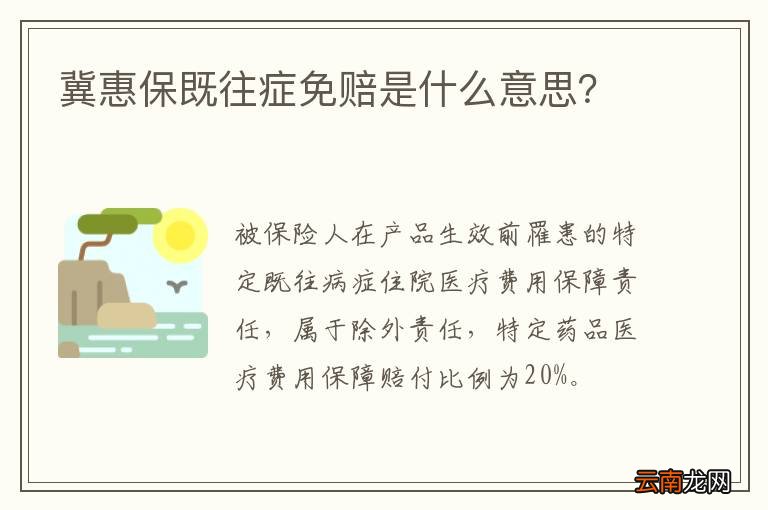 冀惠保既往症免赔是什么意思？