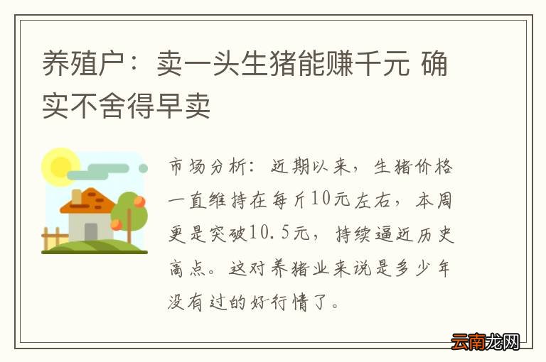 养殖户:卖一头生猪能赚千元 确实不舍得早卖