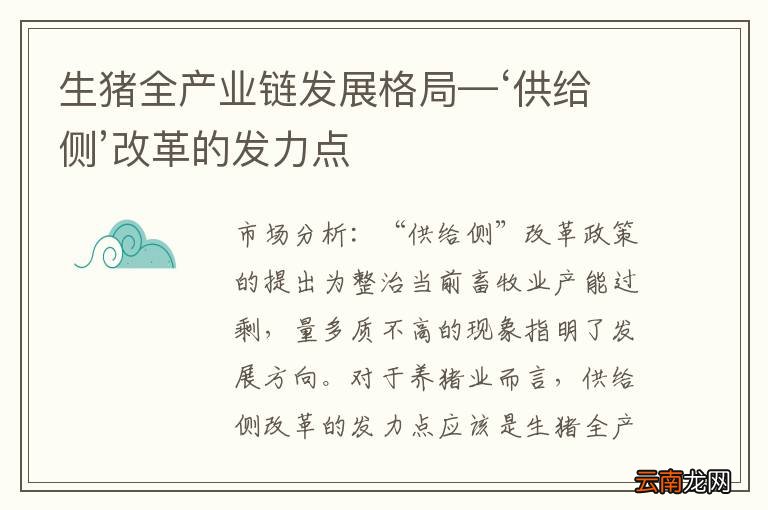 生猪全产业链发展格局—‘供给侧’改革的发力点