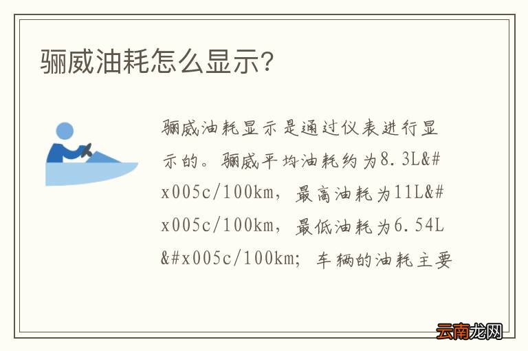 骊威油耗怎么显示?
