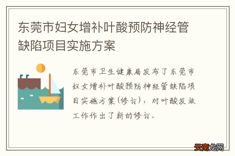 东莞市妇女增补叶酸预防神经管缺陷项目实施方案