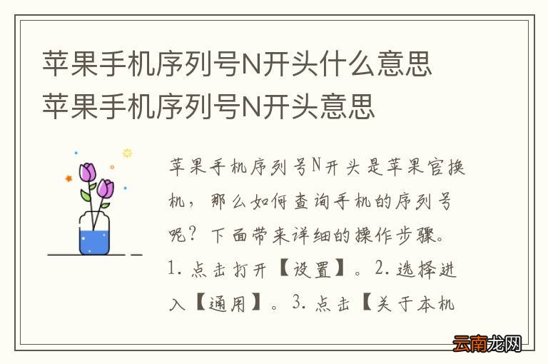 苹果手机序列号N开头什么意思 苹果手机序列号N开头意思