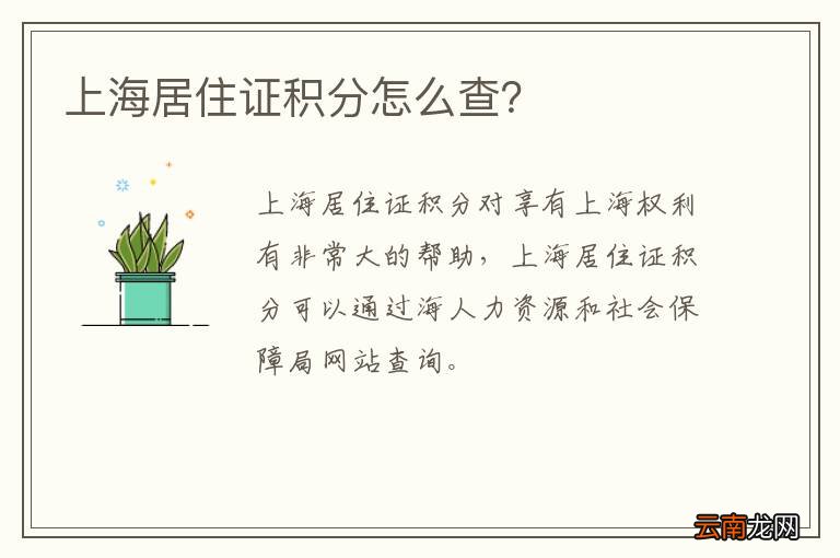 上海居住证积分怎么查?