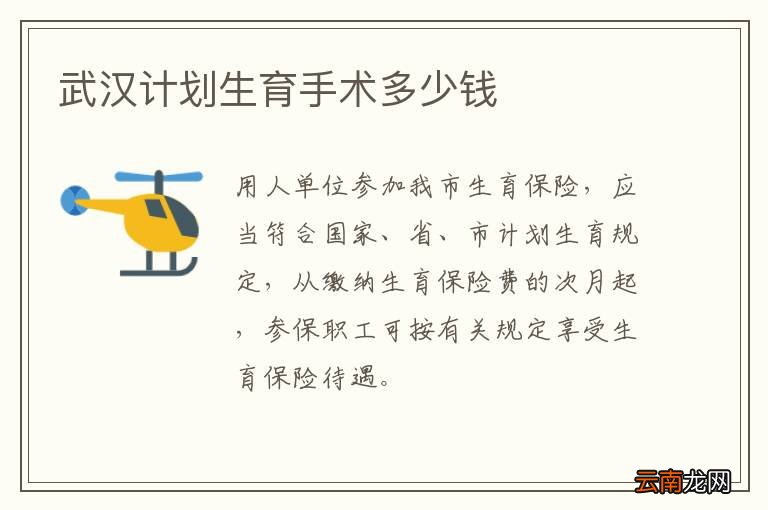 武汉计划生育手术多少钱