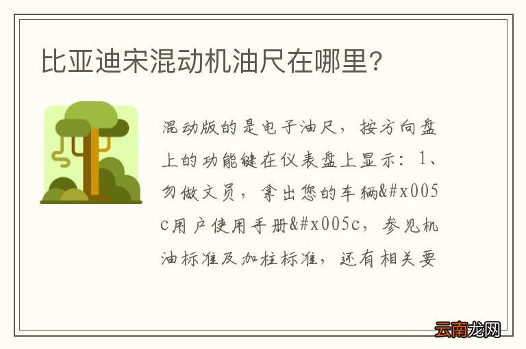 比亚迪宋混动机油尺在哪里?