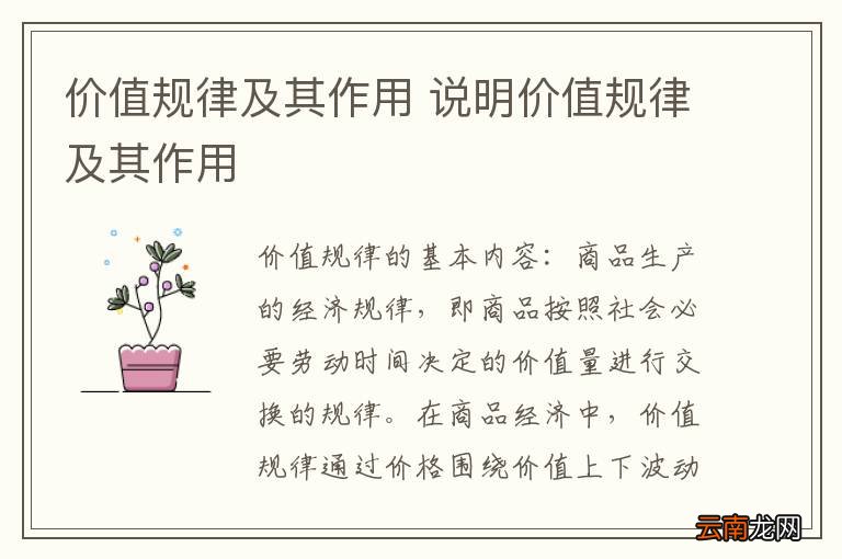 价值规律及其作用 说明价值规律及其作用