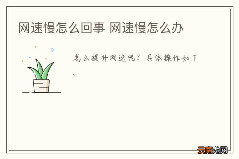 网速慢怎么回事 网速慢怎么办
