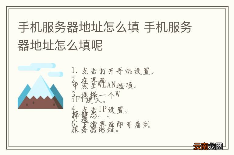 手机服务器地址怎么填 手机服务器地址怎么填呢
