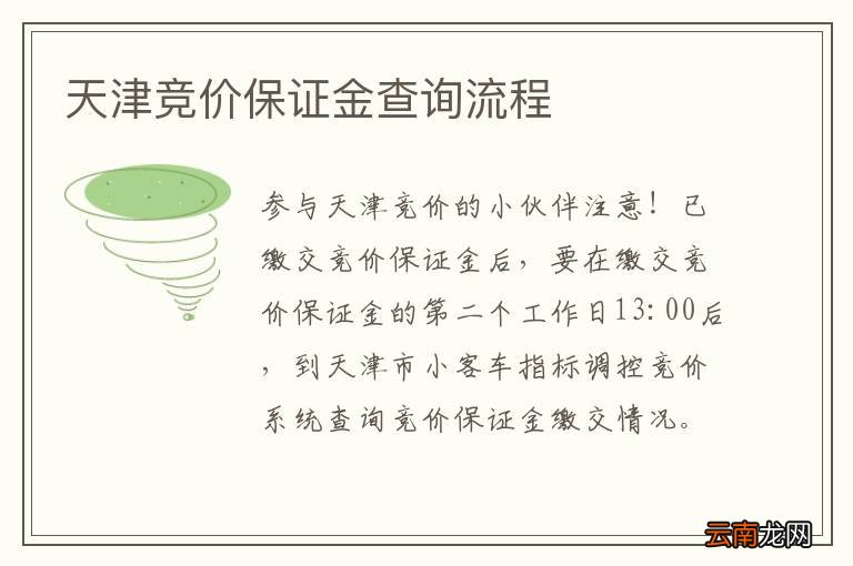 天津竞价保证金查询流程