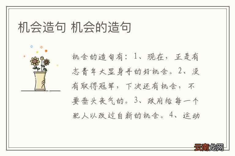 机会造句 机会的造句