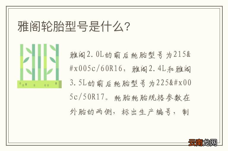 雅阁轮胎型号是什么?