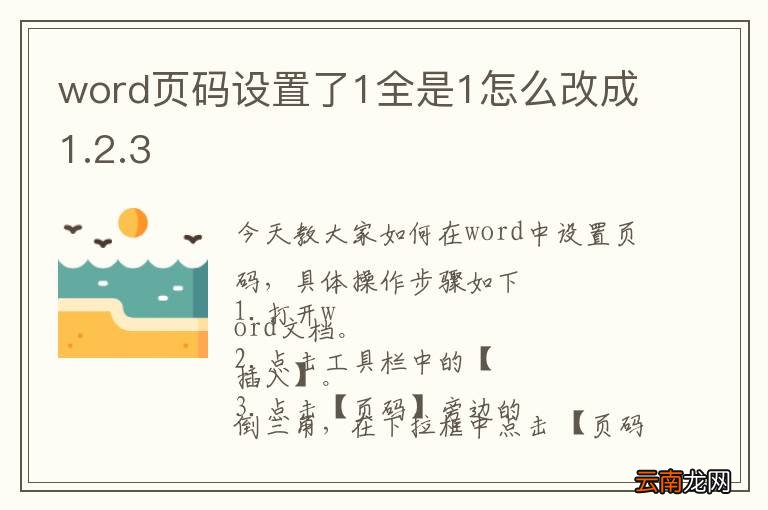 word页码设置了1全是1怎么改成1.2.3