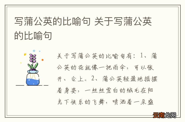 写蒲公英的比喻句 关于写蒲公英的比喻句
