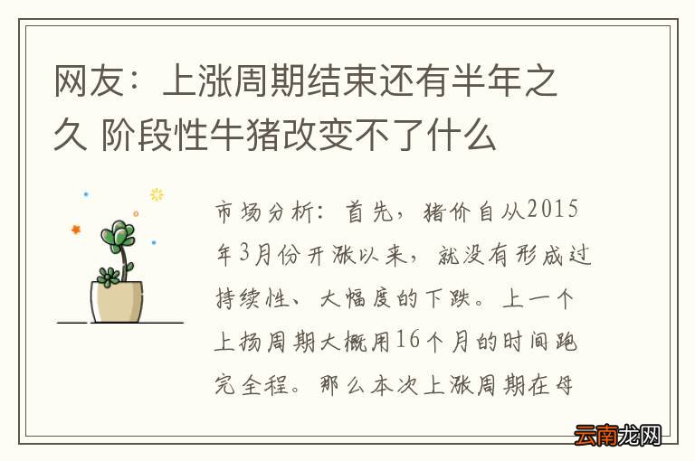 网友：上涨周期结束还有半年之久 阶段性牛猪改变不了什么