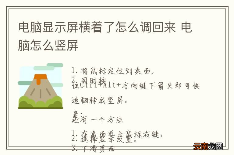 电脑显示屏横着了怎么调回来 电脑怎么竖屏