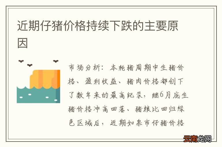 近期仔猪价格持续下跌的主要原因