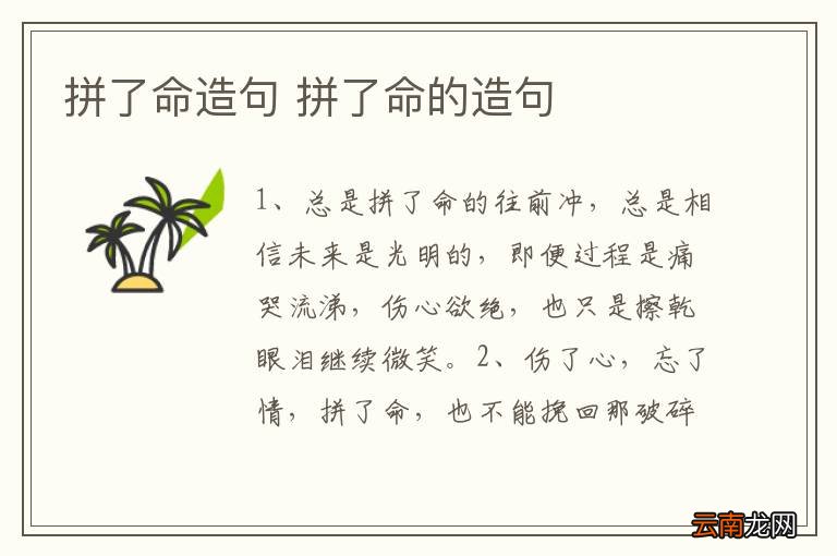 拼了命造句 拼了命的造句