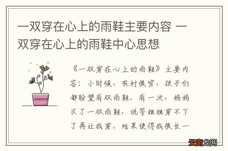 一双穿在心上的雨鞋主要内容 一双穿在心上的雨鞋中心思想