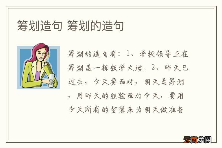 筹划造句 筹划的造句