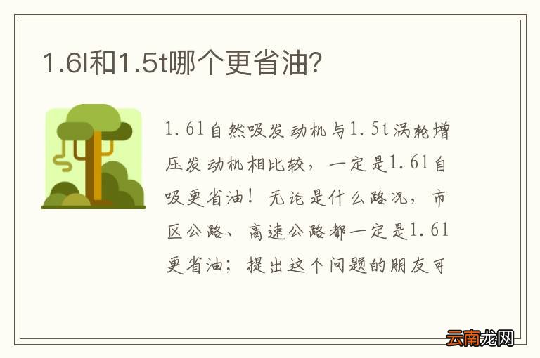 1.6l和1.5t哪个更省油？