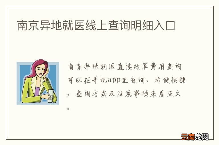 南京异地就医线上查询明细入口