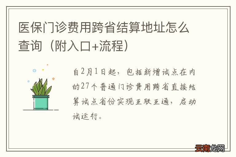 附入口+流程 医保门诊费用跨省结算地址怎么查询